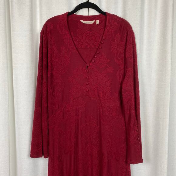 Soft Surroundings Red Damask V Neck Maxi Dress Sz.L - Picture 3 of 11
